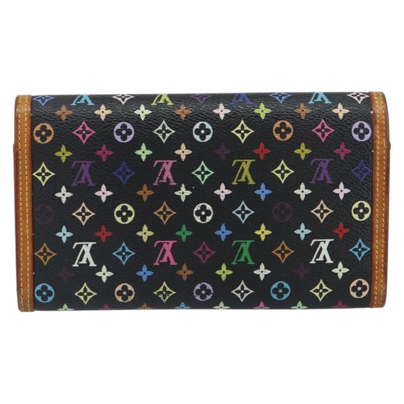 LOUIS VUITTON Monogram Multicolor Porte Tresor Wallet Black M92658 Auth BA9622