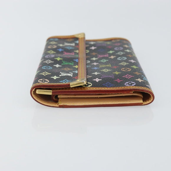 LOUIS VUITTON Monogram Multicolor Porte Tresor Wallet Black M92658 Auth BA9622