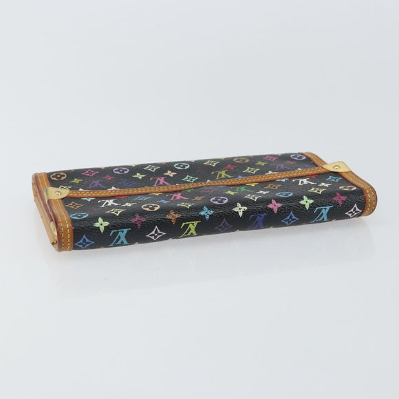 LOUIS VUITTON Monogram Multicolor Porte Tresor Wallet Black M92658 Auth BA9622