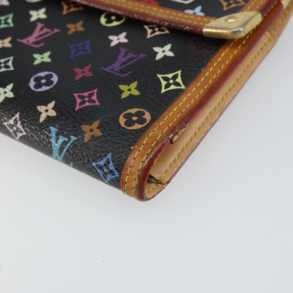 LOUIS VUITTON Monogram Multicolor Porte Tresor Wallet Black M92658 Auth BA9622