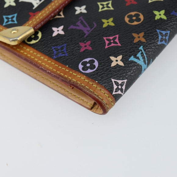 LOUIS VUITTON Monogram Multicolor Porte Tresor Geldbörse Schwarz M92658 Auth BA9622