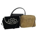 GIVENCHY Loewe Shoulder Bag Suede Velour Leather 3 Set Black Beige Auth BA9635-1