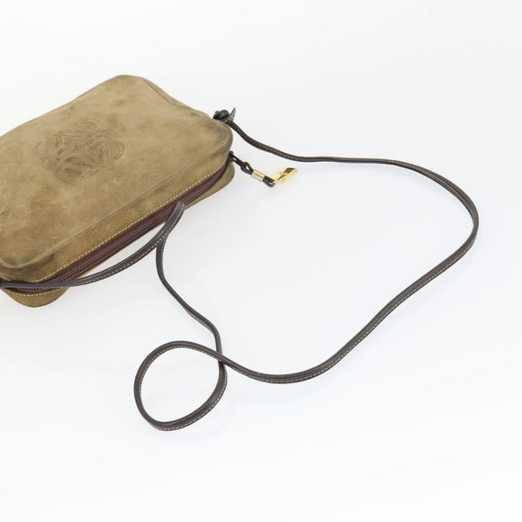 GIVENCHY Loewe Shoulder Bag Suede Velour Leather 3 Set Black Beige Auth BA9635