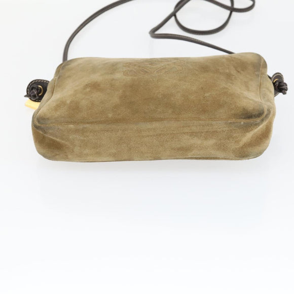 GIVENCHY Loewe Shoulder Bag Suede Velour Leather 3 Set Black Beige Auth BA9635