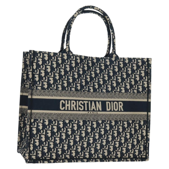 Christian Dior Trotter Canvas Book Tote Large Tote Bag Navy Auth BA9638SAM