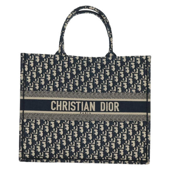 Christian Dior Trotter Canvas Book Tote Large Tote Bag Navy Auth BA9638SAM