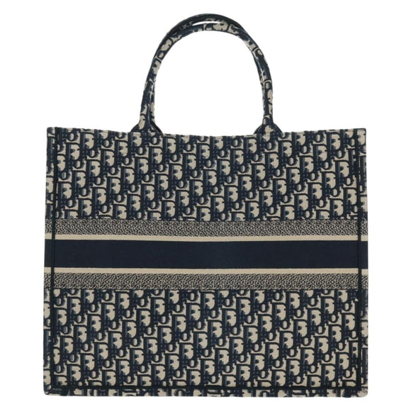 Christian Dior Trotter Canvas Book Tote Large Tote Bag Navy Auth BA9638SAM