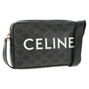 CELINE Triomphe Medium Messenger bag Shoulder Bag PVC Black Gold Auth BA9639M-1