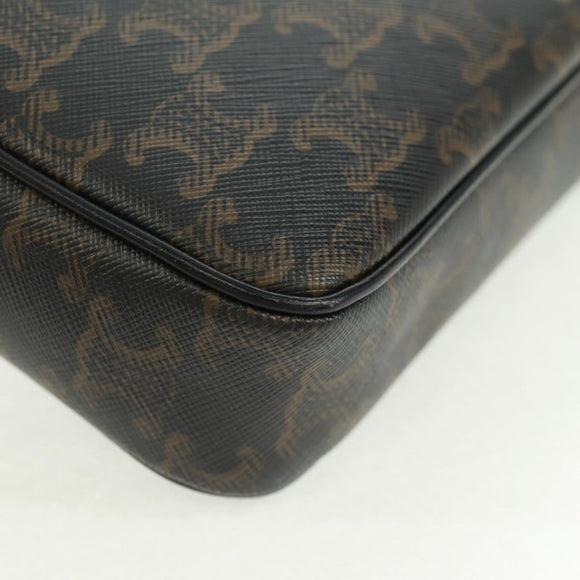 CELINE Triomphe Medium Messenger bag Shoulder Bag PVC Black Gold Auth BA9639M