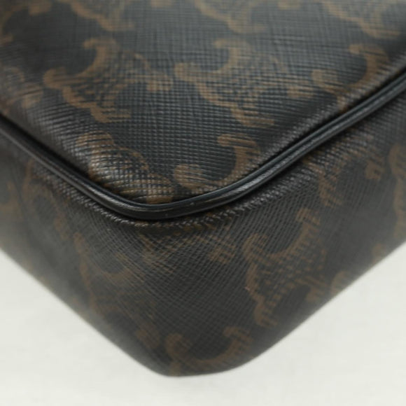 CELINE Triomphe Medium Messenger bag Shoulder Bag PVC Black Gold Auth BA9639M