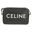 CELINE Triomphe Medium Messenger bag Shoulder Bag PVC Black Gold Auth BA9639M-2