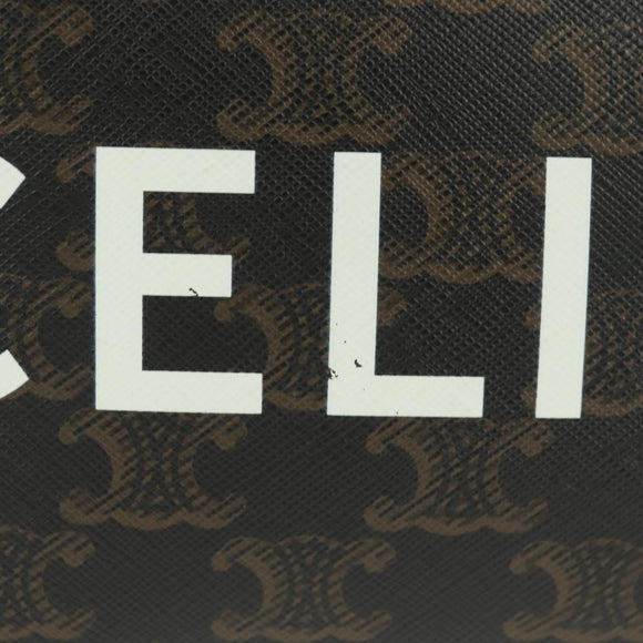 CELINE Triomphe Medium Messenger bag Shoulder Bag PVC Black Gold Auth BA9639M