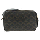 CELINE Triomphe Medium Messenger bag Shoulder Bag PVC Black Gold Auth BA9639M-4