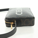 CELINE Triomphe Medium Messenger bag Shoulder Bag PVC Black Gold Auth BA9639M-5