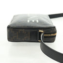 CELINE Triomphe Medium Messenger bag Shoulder Bag PVC Black Gold Auth BA9639M-6