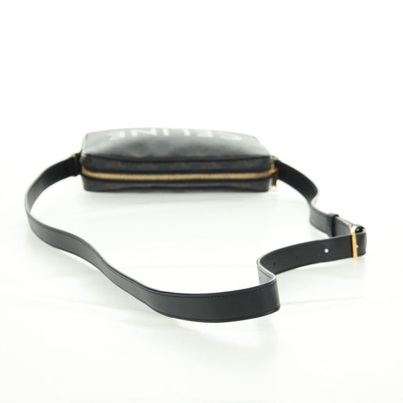 CELINE Triomphe Medium Messenger bag Shoulder Bag PVC Black Gold Auth BA9639M