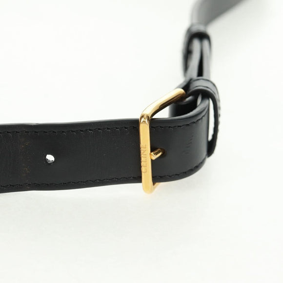 CELINE Triomphe Medium Messenger bag Shoulder Bag PVC Black Gold Auth BA9639M