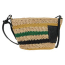 LOEWE Pochette bag Anagram Shoulder Bag Raffia Beige Gold Auth BA9640V-1