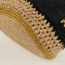 LOEWE Pochette bag Anagram Shoulder Bag Raffia Beige Gold Auth BA9640V-11