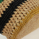 LOEWE Pochette bag Anagram Shoulder Bag Raffia Beige Gold Auth BA9640V-12