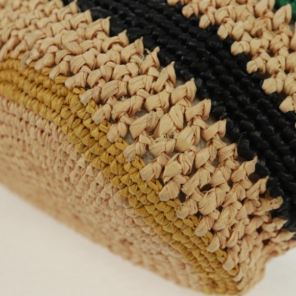 LOEWE Pochette bag Anagram Shoulder Bag Raffia Beige Gold Auth BA9640V