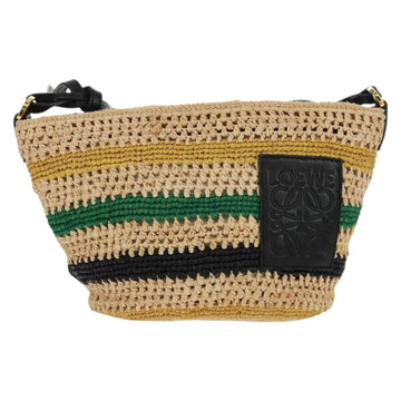 LOEWE Pochette bag Anagram Shoulder Bag Raffia Beige Gold Auth BA9640V - 0