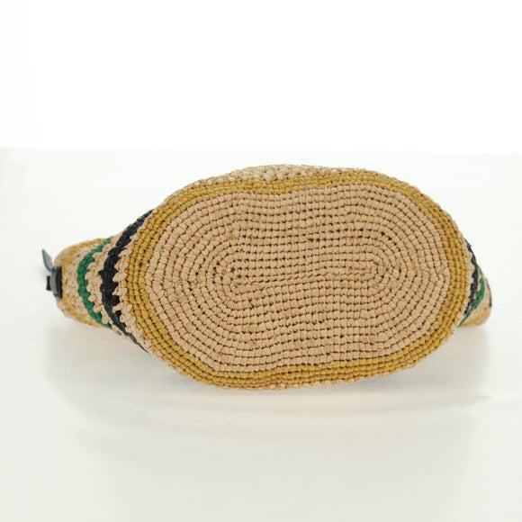 LOEWE Pochette bag Anagram Shoulder Bag Raffia Beige Gold Auth BA9640V