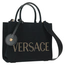 VERSACE Hand Bag Canvas 2way Black Gold Auth BA9642SAM-1