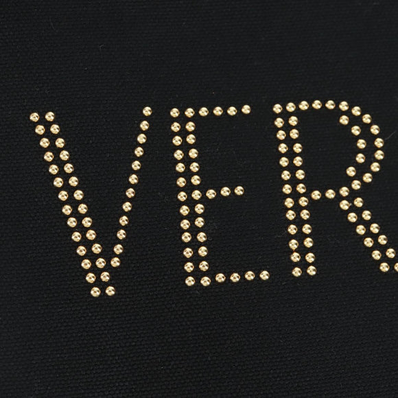 VERSACE Hand Bag Canvas 2way Black Gold Auth BA9642SAM