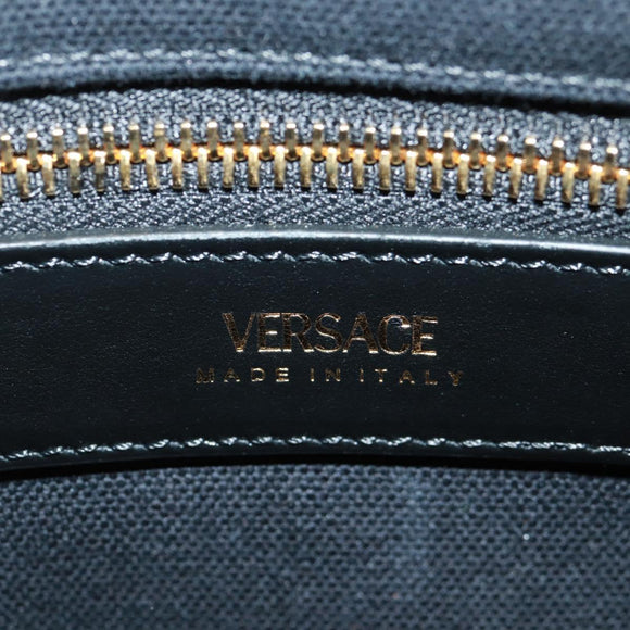 VERSACE Hand Bag Canvas 2way Black Gold Auth BA9642SAM
