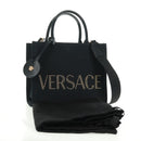 VERSACE Hand Bag Canvas 2way Black Gold Auth BA9642SAM-27