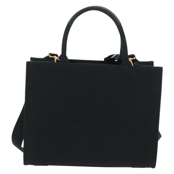 VERSACE Hand Bag Canvas 2way Black Gold Auth BA9642SAM
