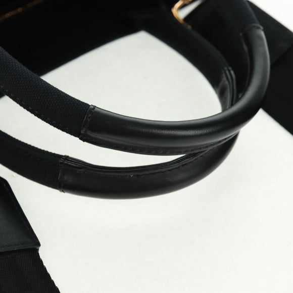 VERSACE Hand Bag Canvas 2way Black Gold Auth BA9642SAM