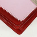 PRADA Face Art Hand Bag Safiano leather Red Silver Auth BA9643SM-15