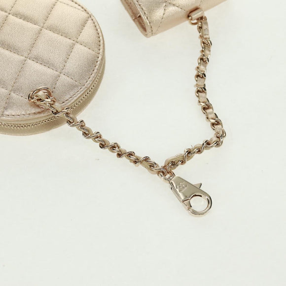 CHANEL Matelasse Air Pods Case 2024 Year Gift Lamb Skin Gold CC Auth BA9648SM