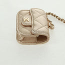 CHANEL Matelasse Air Pods Case 2024 Year Gift Lamb Skin Gold CC Auth BA9648SM-23