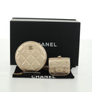 CHANEL Matelasse Air Pods Case 2024 Year Gift Lamb Skin Gold CC Auth BA9648SM-27