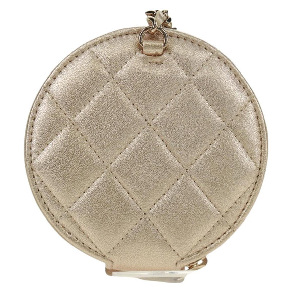 CHANEL Matelasse Air Pods Case 2024 Year Gift Lamb Skin Gold CC Auth BA9648SM