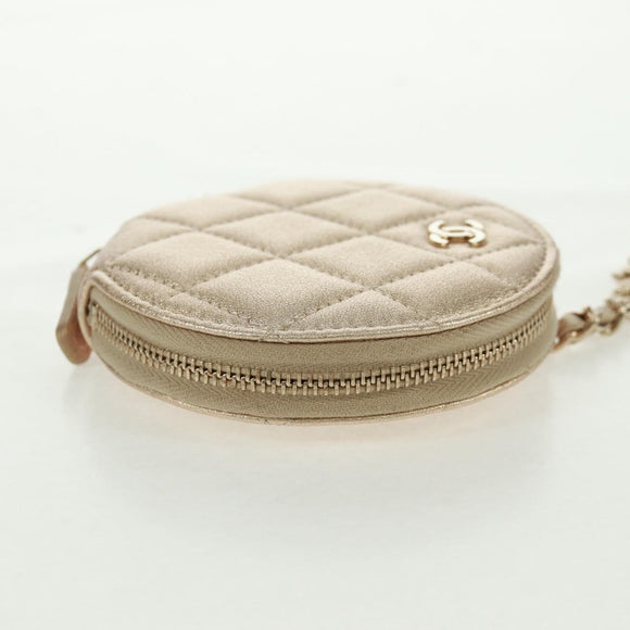 CHANEL Matelasse Air Pods Case 2024 Year Gift Lamb Skin Gold CC Auth BA9648SM