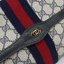 GUCCI GG Supreme Sherry Line Clutch Bag PVC Navy Gold 41 014 3087 Auth BA9677-8