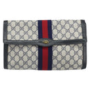 GUCCI GG Supreme Sherry Line Clutch Bag PVC Navy Gold 41 014 3087 Auth BA9677-13