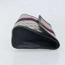 GUCCI GG Supreme Sherry Line Clutch Bag PVC Navy Gold 41 014 3087 Auth BA9677-3