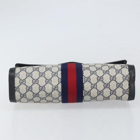 GUCCI GG Supreme Sherry Line Clutch Bag PVC Navy Gold 41 014 3087 Auth BA9677