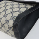 GUCCI GG Supreme Sherry Line Clutch Bag PVC Navy Gold 41 014 3087 Auth BA9677-7