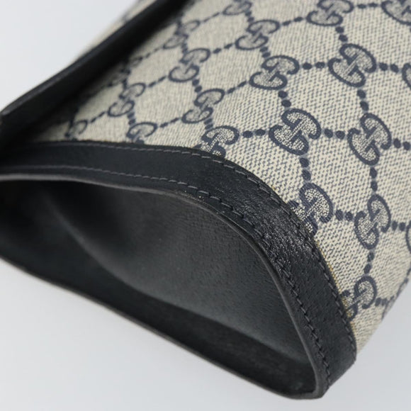 GUCCI GG Supreme Sherry Line Clutch Bag PVC Navy Gold 41 014 3087 Auth BA9677