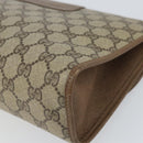GUCCI GG Supreme Web Sherry Line Clutch Bag PVC Beige Gold 89 01 031 Auth BA9678-15