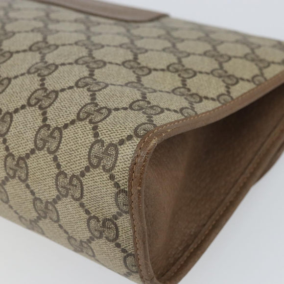 GUCCI GG Supreme Web Sherry Line Clutch Bag PVC Beige Gold 89 01 031 Auth BA9678