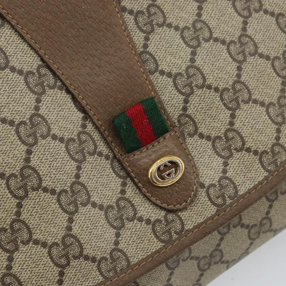 GUCCI GG Supreme Web Sherry Line Clutch Bag PVC Beige Gold 89 01 031 Auth BA9678