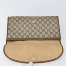 GUCCI GG Supreme Web Sherry Line Clutch Bag PVC Beige Gold 89 01 031 Auth BA9678-8