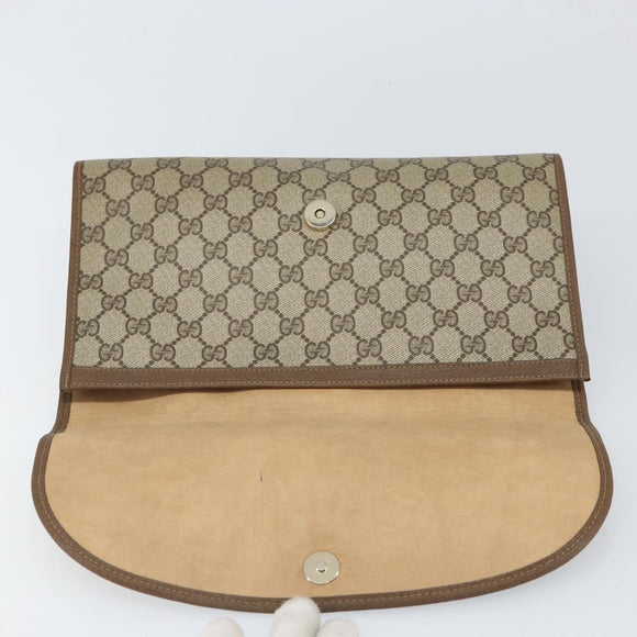 GUCCI GG Supreme Web Sherry Line Clutch Bag PVC Beige Gold 89 01 031 Auth BA9678